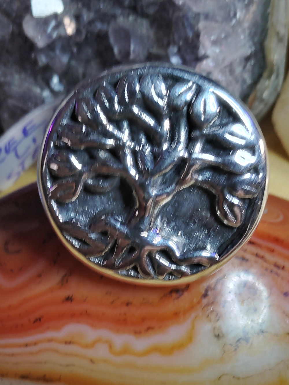 Sterling Silver Tree of Life Statement Ring - Women Jewelry. Size 6